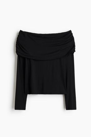 H&M Off-Shoulder-Shirt - Schwarz