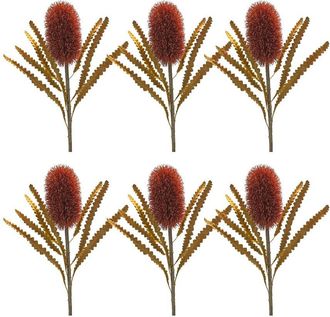 Melrose International Set Of 6 Burnt Orange Banksia Floral Stem