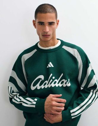 adidas Originals adidas Sportswear maglione con logo lavorato a maglia verde