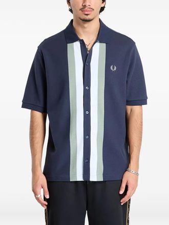 Fred Perry panelled button shirt - men - Cotton - L - Blue