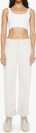 Mother The Spitfire Ankle Cuff Act Jeans In Natural