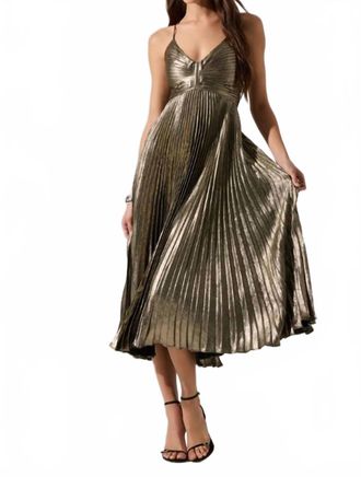Astr Blythe Dress In Black Gold