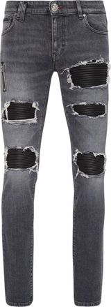 Philipp Plein Denim Broeken Rock Star Fit - Heren - Slim Fit Jeans - Grijs - W28 - Denim - Jeans