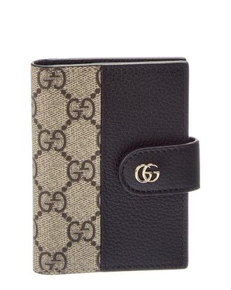 Gucci Gg Marount Supreme Gg Canvas& Leather Card Case
