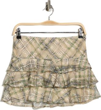 Motel Printed Lace Ruffle Miniskirt in Retro Plaid at Nordstrom Rack, Size Xx-Small