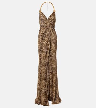 Roberto Cavalli Embellished open-back gown