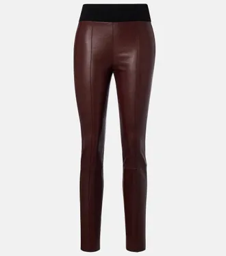 Brunello Cucinelli Wool-trimmed leather slim pants