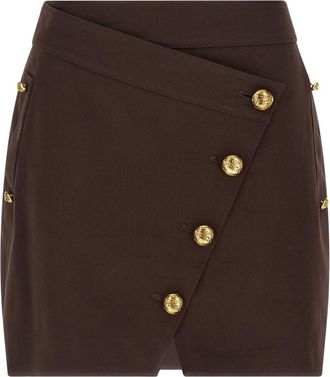 Elisabetta Franchi Brown Jewel button skirt
