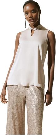 Joseph Ribkoff High-Neck Keyhole Tank - Dames - Tops zonder mouwen - Beige - M - Polyester - Tops