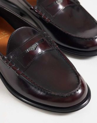 Noak mocassini penny made in Portugal con dettaglio moneta in pelle bordeaux-Rosso