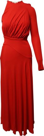 Antonio Berardi One-Shoulder Gathered Gown in Red Rayon