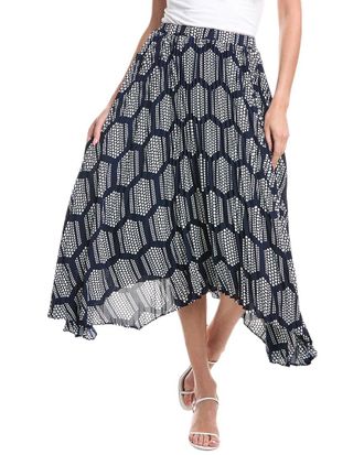 T Tahari Pleated Sharkbite Maxi Skirt