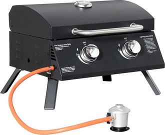 OUTSUNNY Barbacoa mesa gas 55x46.5x41 cm negro