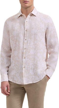 Bugatchi Julian Linen Button-Up Shirt in Desert at Nordstrom, Size Xxx-Large