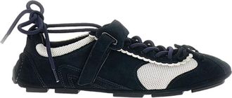 Shushu/Tong White/Blue Suede Mesh Ballerina Flat Shoes