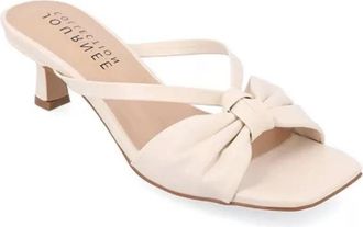 Journee Collection Womens Journee Collection Starling Ivory Kitten Heel Dress Sandals GAL1320