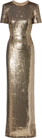Roland Mouret Abito lungo con paillettes - Oro