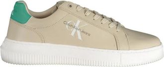Calvin Klein Beige Polyester Sneaker met Print - Heren - Sneakers - Beige - 45 EU - Polyester - Schoenen