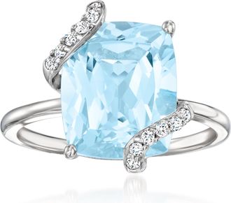 Ross-Simons Sky Blue Topaz Ring With. Diamonds in 14kt White Gold