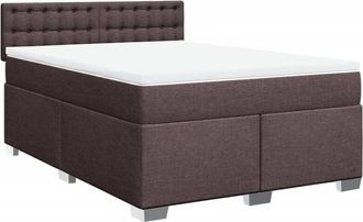 vidaXL Vidaxl - Cama Box Spring Con Colch&oacute;n Tela Marr&oacute;n Oscuro 160x200 Cm