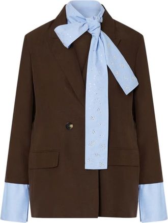 Liu Jo Blazers, female, Brown, Size: XS Blazer with bejewelled scarf