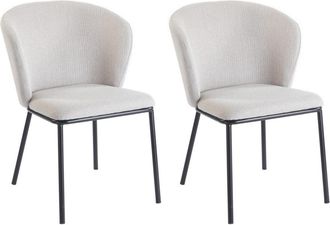 Mathi Design Lote de 2 sillas de comedor de tela y acero negro