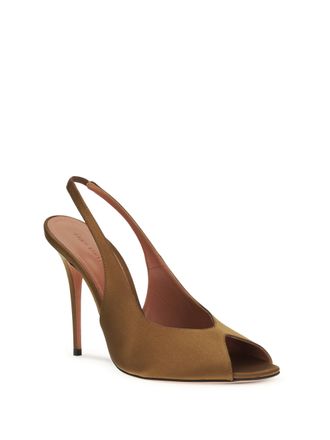 Amina Muaddi Slingback Sandal - Mocha