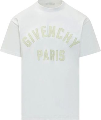 Givenchy T-Shirts, male, White, Size: M T-shirt in cotton with Paris embroidery