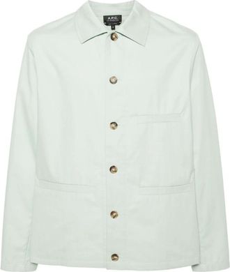 A.P.C. A.p.c., Jassen, Heren, Groen, M, Katoen, Groene Katoenen Twill Weefsel Jas