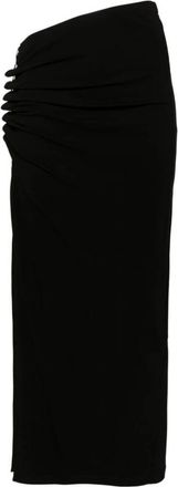 Paco Rabanne Zwarte Rok met Gedrapeerde Zijsplit - Dames - Midirokken - Zwart - M - Rokken