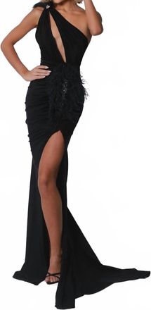 Johnathan Kayne One-Shoulder Prom Gown In Black
