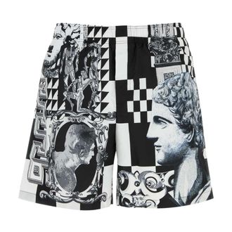 Versace Badmode, Heren, Zwart, XL, Polyester, Zwemshorts van Polyester met Print