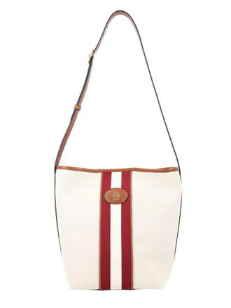 Bally Womens Shoulder Bag Sign Ivory Cotton