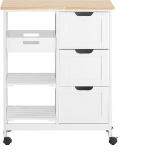 SoBuy Carro de almacenamiento con 3 cajones y 3 estantes mdf blanco