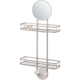 iDesign Self-Adhesive Shower Caddy with Mirror & Hooks - Satin in Satin Silver at Nordstrom