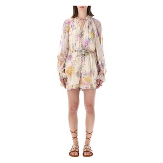 Zimmermann Playsuits, female, Multicolor, Size: XS Luna Ruffle Playsuit