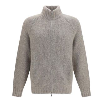 Brunello Cucinelli C&aacute;rdigan de Cachemira y Seda de Cuello Alto con Cremallera - Knitwear - Hombre - Gris - XL