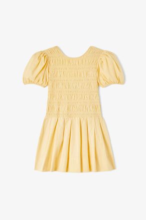 Ganni Italian Straw Mini Dress in Yellow Cotton - Size 10/12 Organic