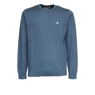 Carhartt Work in Progress Carhartt Wip, Round-neck Knitwear, male, Blue, Size: XS Round-neck Knitwear