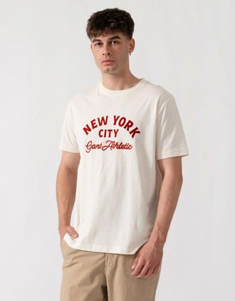 GANT Mens GANT Mens Logo Graphic Short Sleeve T-Shirt - 130 Cream - White - Size: 38