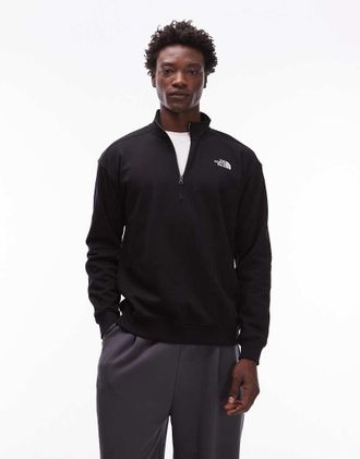 The North Face Felpa nera unisex con logo e zip corta-Nero