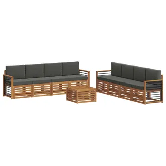 vidaXL Set Di Divani Da Esterno 9 Pz Naturale E Antracite Vidaxl