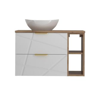 Petits Meubles Mueble lavabo 2 compartimientos estratificado Blanco