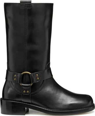 Geox D Nalvia Enkellaarsjes - Dames - Hoge Laarzen - Zwart - 37 EU - Leer - Schoenen