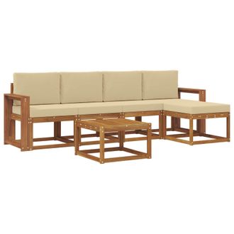 vidaXL Conjunto De Sof&aacute;s De Exterior Con Coj&iacute;n 6 Pcs Natural Y Beige Vidaxl