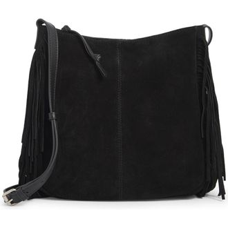 Lucky Brand Bran Nyra Suede Fringe Crossbody Bag in Black at Nordstrom Rack