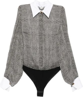 Elisabetta Franchi Body stile camicia - Nero