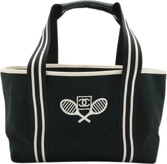 Chanel Pre-owned Tote Bags, female, Black, Size: ONE SIZE Pre-owned Canvas Tote Bag