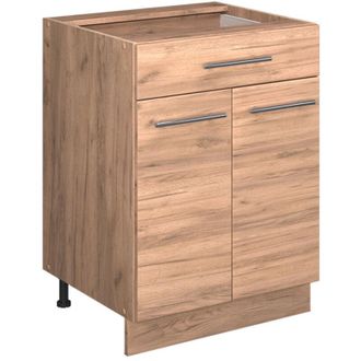Vicco Mueble Bajo De Cocina Fame-line, Roble Dorado, 60 Cm Con Caj&oacute;n, Sin Encimera, Vicco