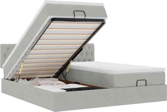 vidaXL Estructura Cama Otomana Colchones Terciopelo Gris Claro Vidaxl